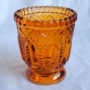 Vintage candle holder votives amber